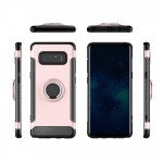 Wholesale Galaxy Note 8 360 Rotating Ring Stand Hybrid Case with Metal Plate (Silver)